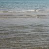 Mare calmo con piccole onde che si infrangono sulla riva.